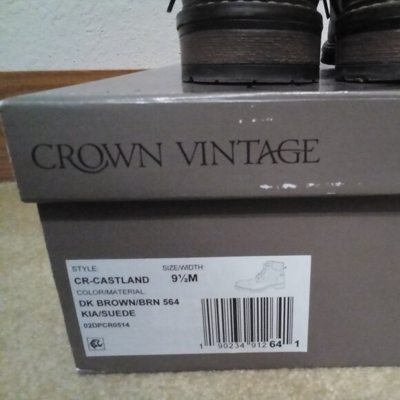 Like New Mens Crown Vintage Castland Cap-Toe Leather Boots 9 1/2 main image 4